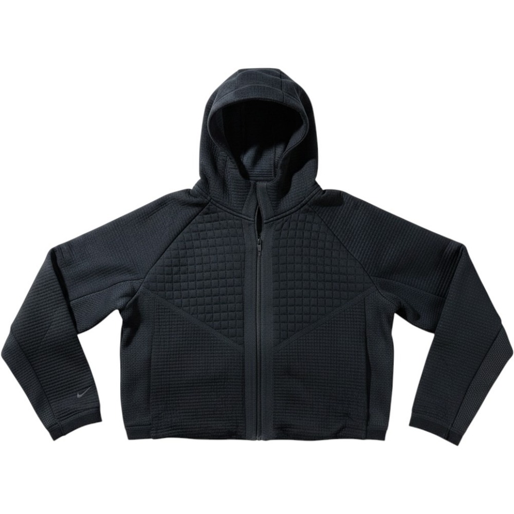 Nike Women's Medium Black Textured Full Zip Hooded Jacket Athletic Hoodie